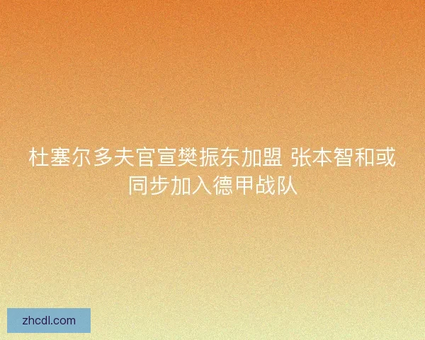 杜塞尔多夫官宣樊振东加盟 张本智和或同步加入德甲战队