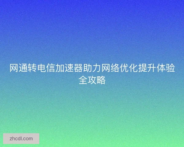 网通转电信加速器助力网络优化提升体验全攻略