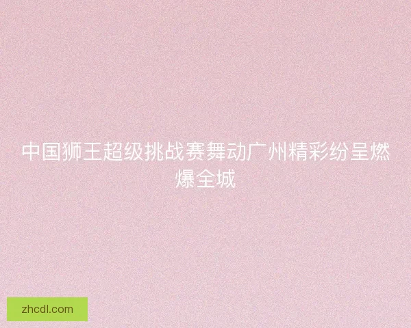中国狮王超级挑战赛舞动广州精彩纷呈燃爆全城